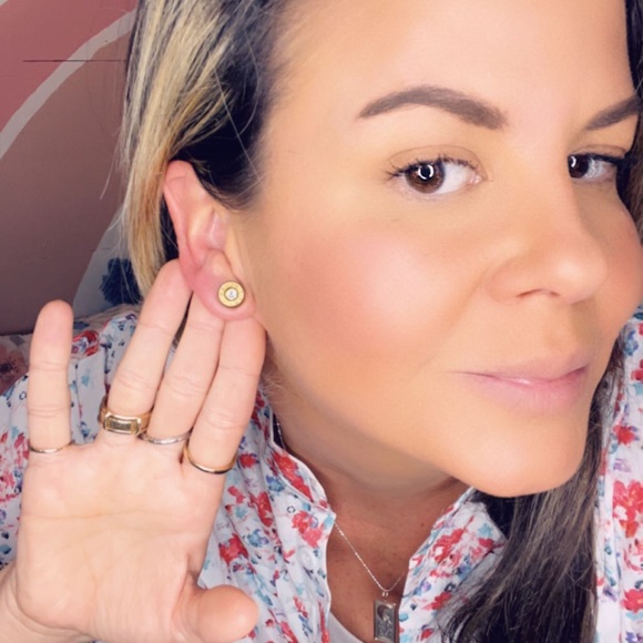 Rich McCoy Unique Handmade Upcycled Brass Bullet
Casing Earrings Pearl Jeweled - Picture 4 of 4